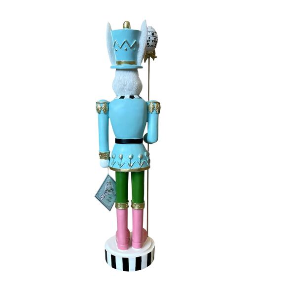 Elegant Easter Bunny Nutcracker – Spring Nutcracker Decor  Topat & Tail Easter Bunny w/ Staff Nutcracker 22” Tabletop Decor NEW